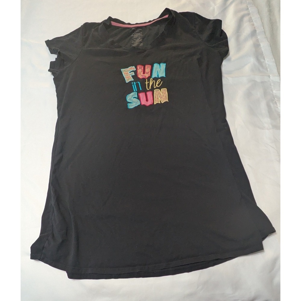 White Stag Sleep Shirt Womens L/XL Black Good Fun in the Sun Graphic Loungewear